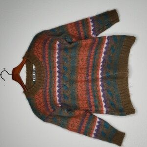 Vintage Knit Knit Acrylic Mohair Geometric Chunky Knit Sweater Size M Runs Small